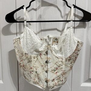 Floral Lace Corset Top - White